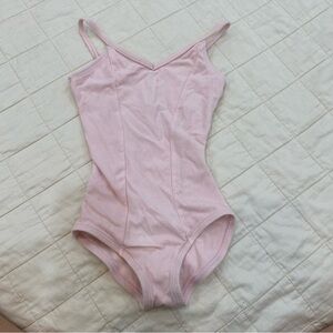 Girls Ballet Uniform Sz s Pink V-neck Bodysuit Dance Gymnastics